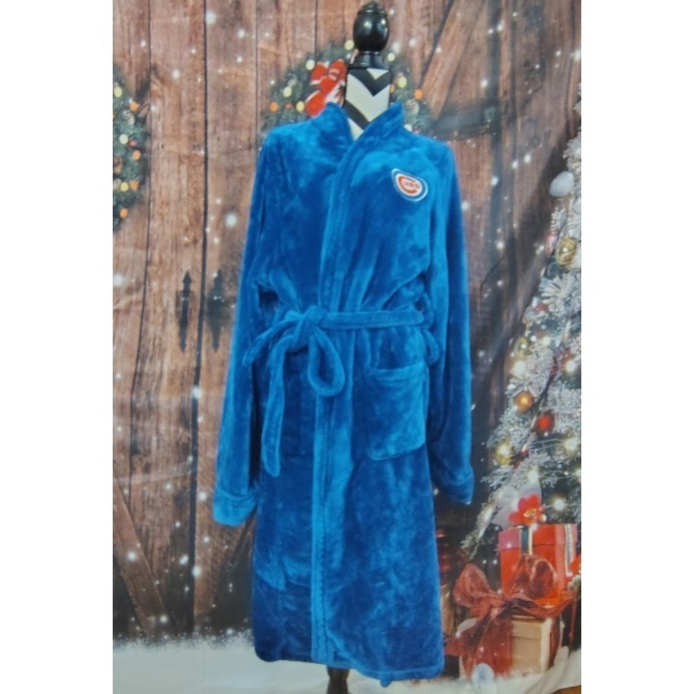 Chicago Cubs MLB‎ Plush Fleece Robe Adult Blue Belted Cozy Lounge Fan Wear (OS)